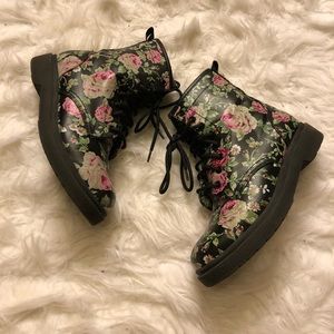 Floral combat boots